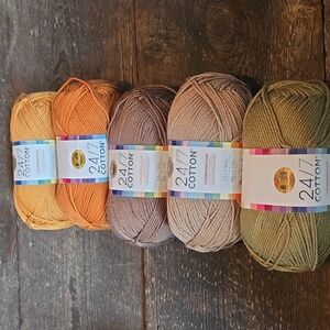 Lion Brand 24/7 100% Cotton - Browns/Earth Green 5 x 186 yards, 100 grams